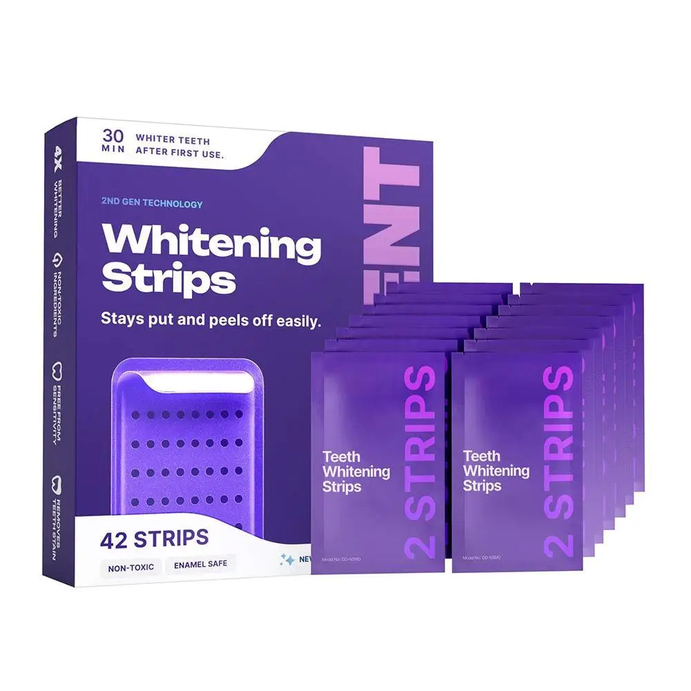 Purple Gel Teeth Whitening Strip 30Min Fast Brightening, Enamel Safe for Daily Use, Freshen Breath, Clean Coffee Stain Oral Care