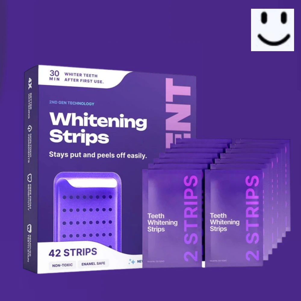 Purple Gel Teeth Whitening Strip 30Min Fast Brightening, Enamel Safe for Daily Use, Freshen Breath, Clean Coffee Stain Oral Care